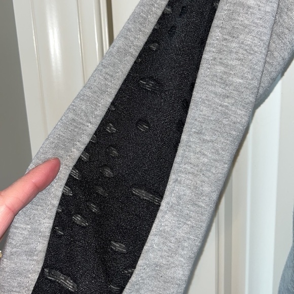 GRAY Bebe Sport zip hoodie silver sparkly rhinestone BEBE Distressed sleeve Med - Picture 5 of 14